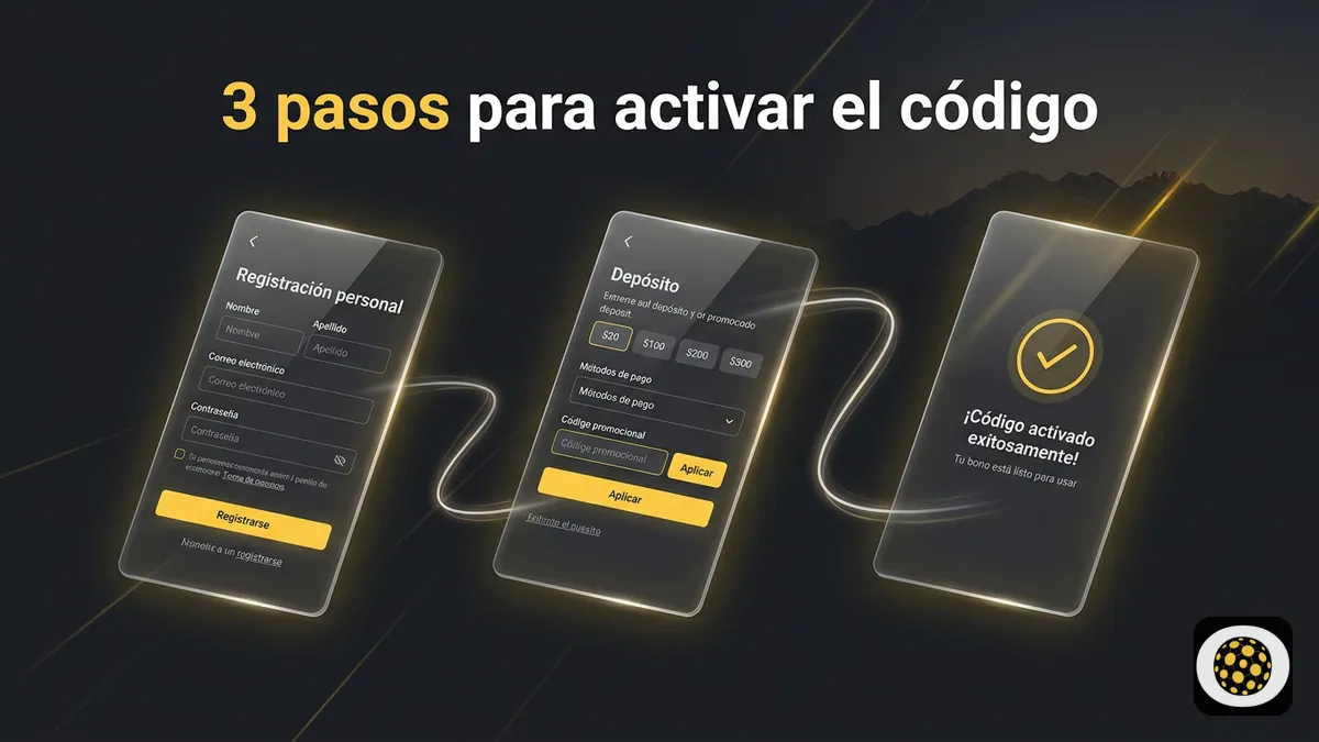 Secuencia de 3 pasos para ingresar el código promocional en Betobet Chile