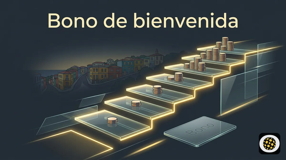 Escalera de monedas que representa el bono de bienvenida por el primer depósito en Betobet Chile