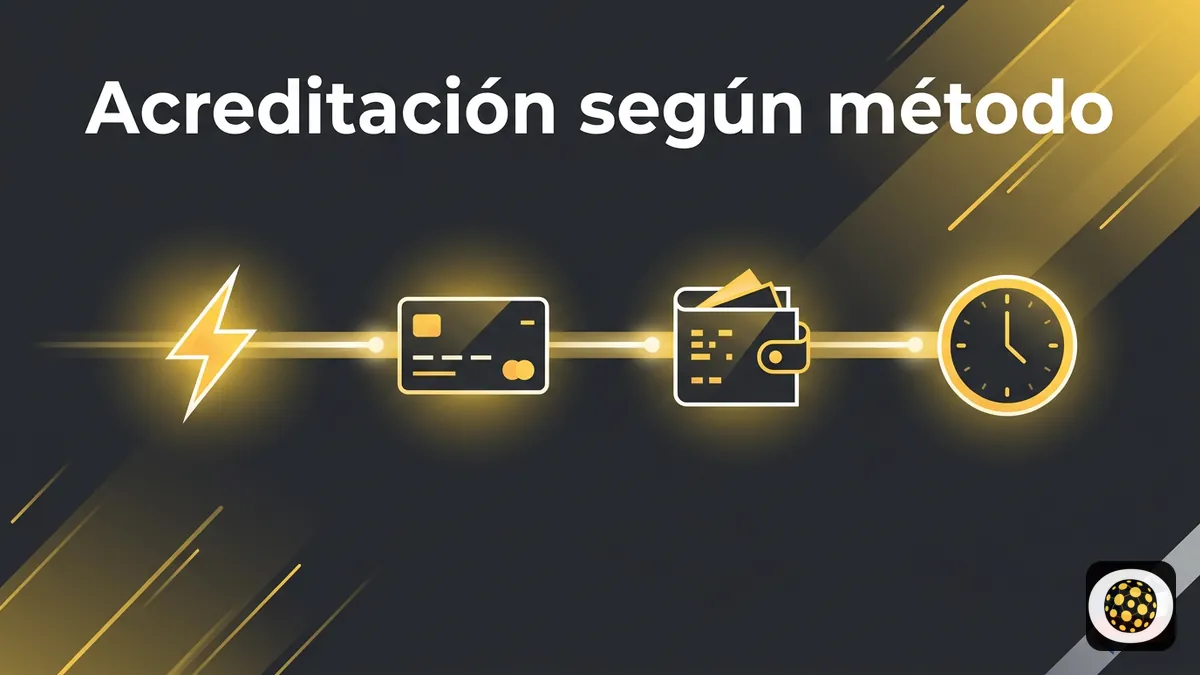 Línea de tiempo con íconos genéricos de métodos de pago y tiempos de acreditación en Betobet Chile