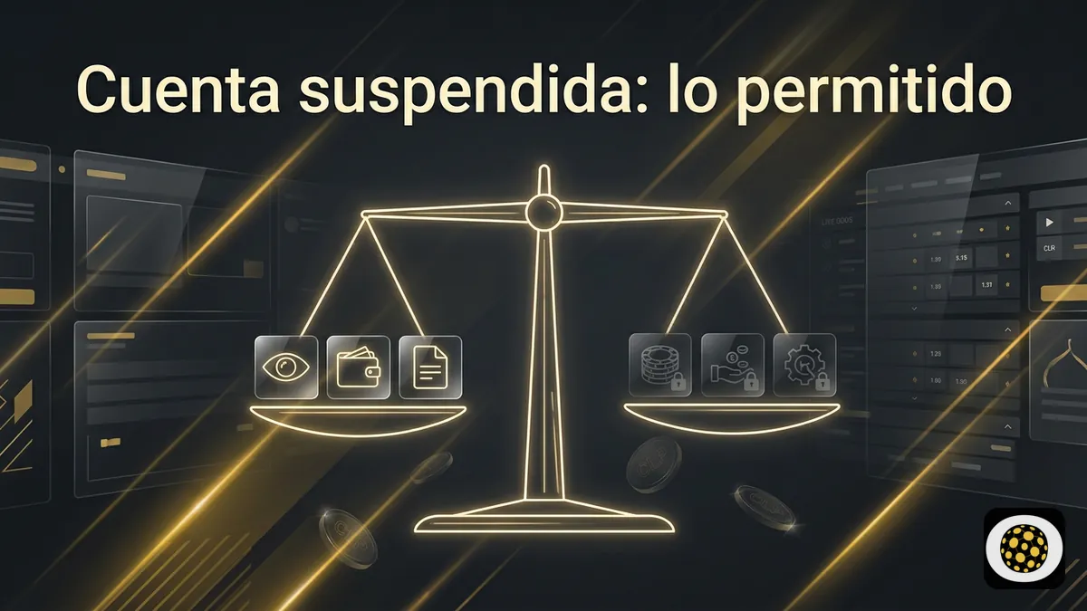 Balanza que ilustra acciones permitidas y restringidas en una cuenta suspendida de Betobet Chile